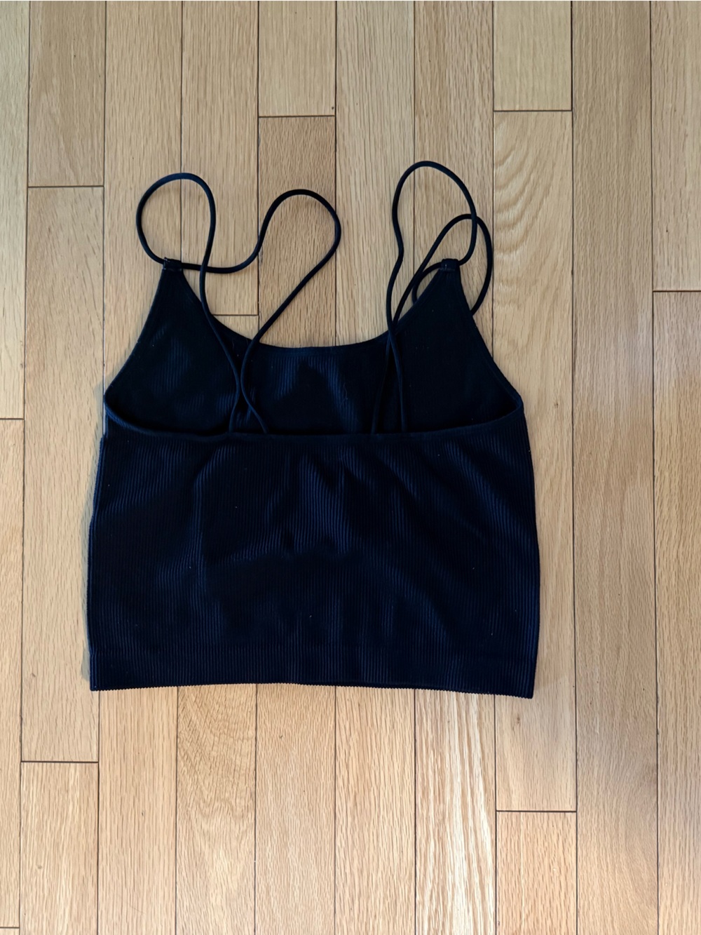 No Boundaries Black Ribbed Spaghetti-Strap Crop Camisole